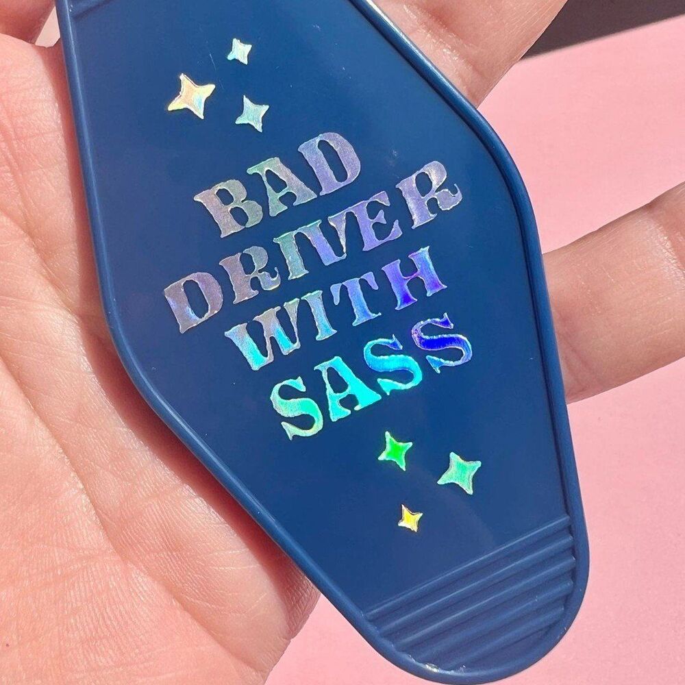 Bad Driver with Sass Motel Keychain Reflective Light In Navy